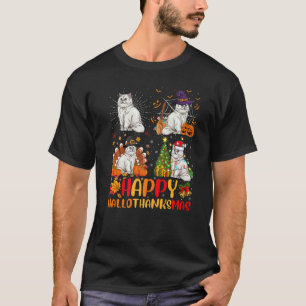 Halloween Thanksgiving Christmas Persian Cat Hallo T-Shirt