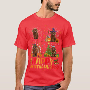 Halloween Thanksgiving Christmas Poodle Dog Hallot T-Shirt
