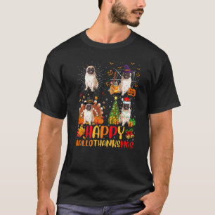 Halloween Thanksgiving Christmas Pug Dog Hallothan T-Shirt