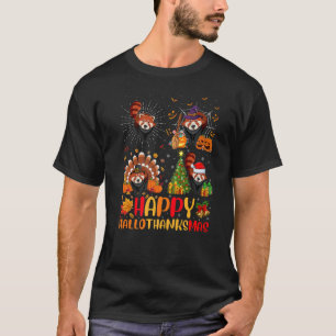 Halloween Thanksgiving Christmas Red Panda Halloth T-Shirt