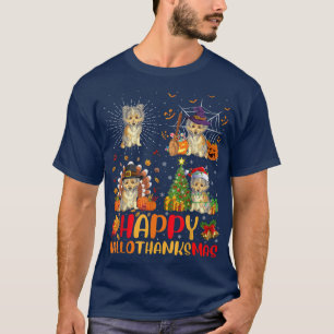 Halloween Thanksgiving Christmas Sheltie Dog Hallo T-Shirt