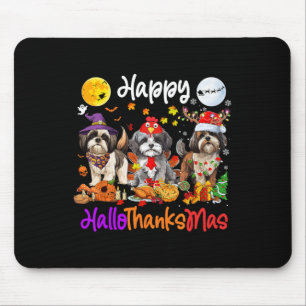 Halloween Thanksgiving Christmas Shih Tzu Dog Hall Mouse Pad