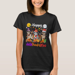 Halloween Thanksgiving Christmas Shih Tzu Dog Hall T-Shirt