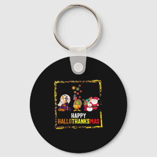 Halloween Thanksgiving Christmas Shirt, Happy Key Ring