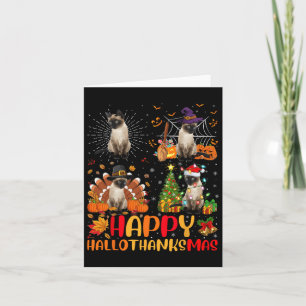 Halloween Thanksgiving Christmas Siamese Cat Hallo Card