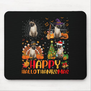 Halloween Thanksgiving Christmas Siamese Cat Hallo Mouse Pad