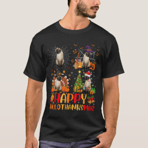 Halloween Thanksgiving Christmas Siamese Cat Hallo T-Shirt