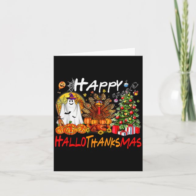 Halloween Thanksgiving Christmas Turkey Happy Hall Card (Front)