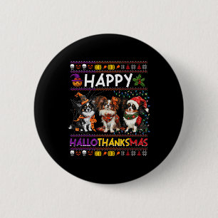 Halloween Thanksgiving Christmas Ugly Papillon Dog 6 Cm Round Badge