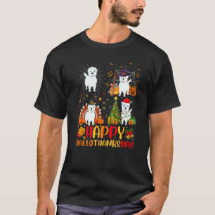 Halloween Thanksgiving Christmas Westie Dog Hallot T-Shirt