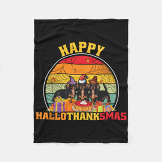 Halloween Thanksgiving Christmas Wiener Happy Hall Fleece Blanket