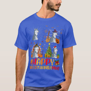Halloween Thanksgiving Christmas Wolf Hallothanksm T-Shirt