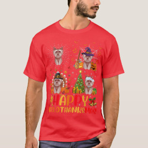 Halloween Thanksgiving Christmas Yorkie Dog Hallot T-Shirt
