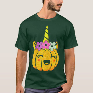 Halloween Thanksgiving Cute Unicorn Pumpkin Kids G T-Shirt