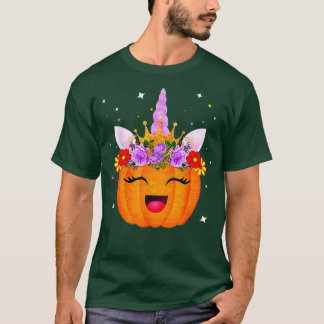 Halloween Thanksgiving Cute Unicorn Pumpkin Kids G T-Shirt