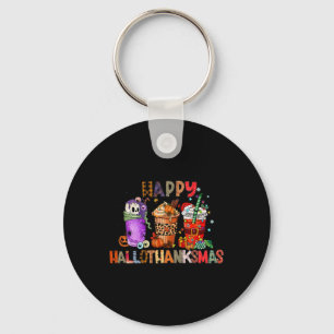 Halloween Thanksgiving Happy Hallothanksmas Coffee Key Ring
