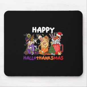 Halloween Thanksgiving Happy Hallothanksmas Lover Mouse Pad