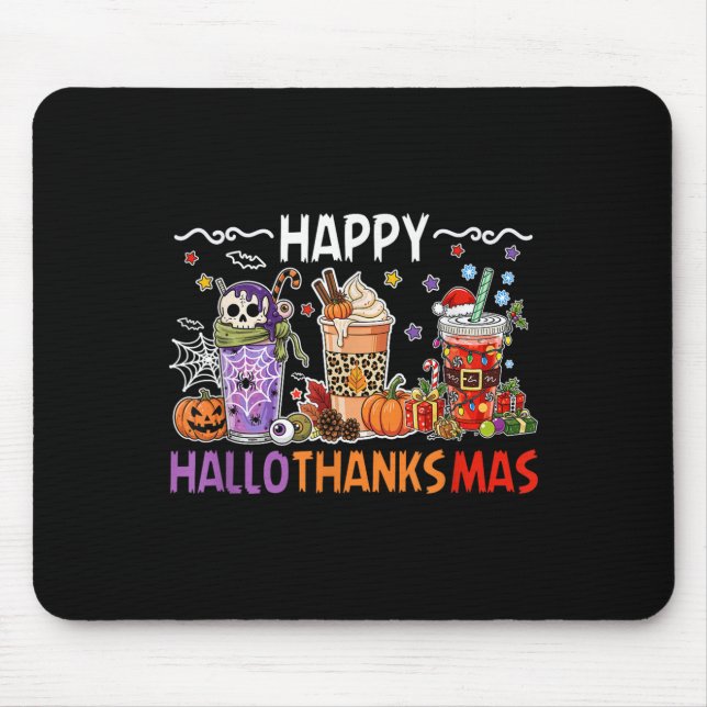 Halloween Thanksgiving Happy Season Coffee Halloth Mouse Pad (Front)