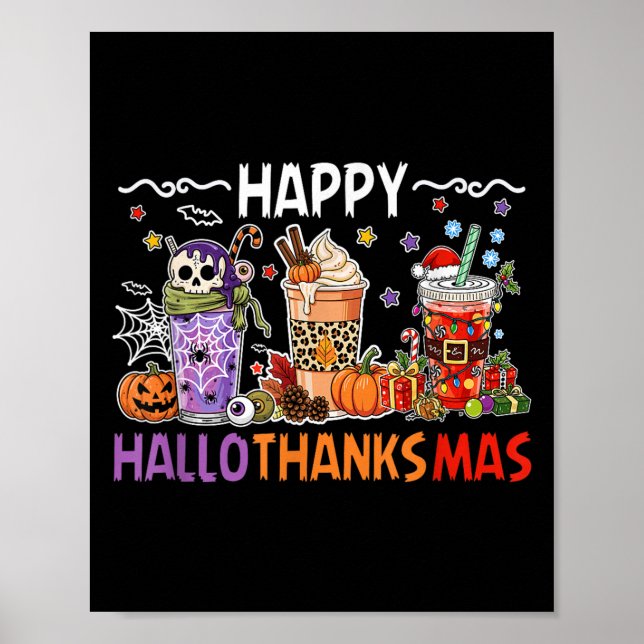 Halloween Thanksgiving Happy Season Coffee Halloth Poster (Front)