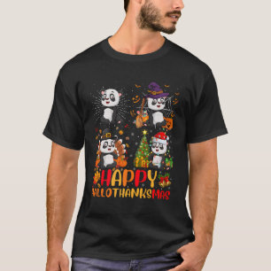 Halloween Thanksgiving Panda Hallothanksmas T-Shirt