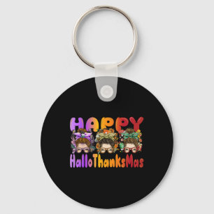 Halloween Thanksgiving X-mas Happy HalloThanksMas Key Ring