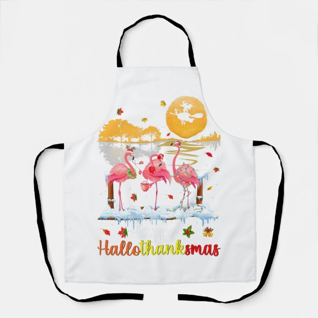 Halloween Thanksgiving Xmas Happy Hallo Thanksmas  Apron (Front)
