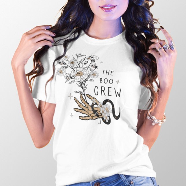 HALLOWEEN THE BOO CREW BOUQUET OF SKULLS & FLOWERS T-Shirt (Creator Uploaded)