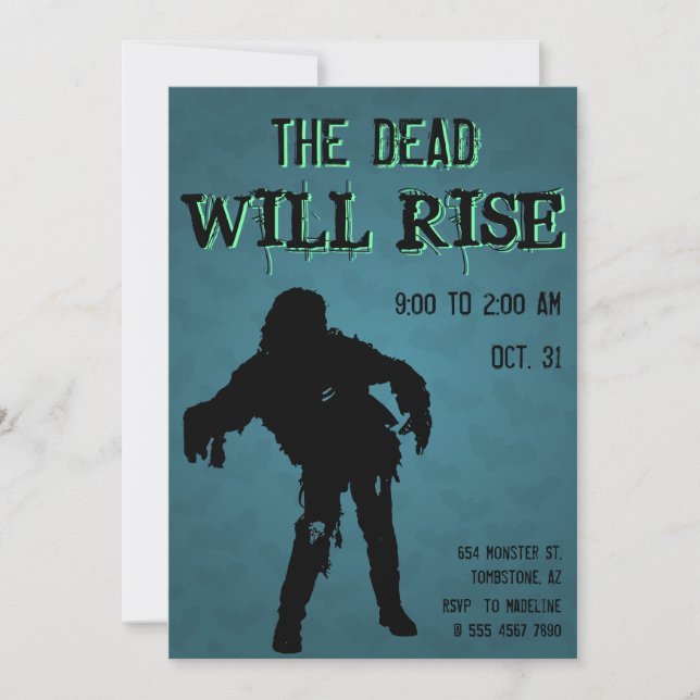 Halloween The Dead Will Rise Zombie Monster  Invitation (Front)