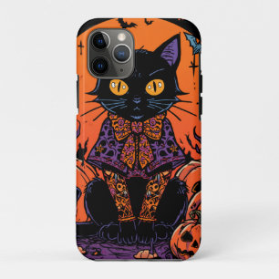 Halloween,The Pumpkins Patch Prowler,Black Cat iPhone 11 Pro Case