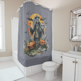 Halloween,The Skull Gentleman of the Harvest Moon Shower Curtain
