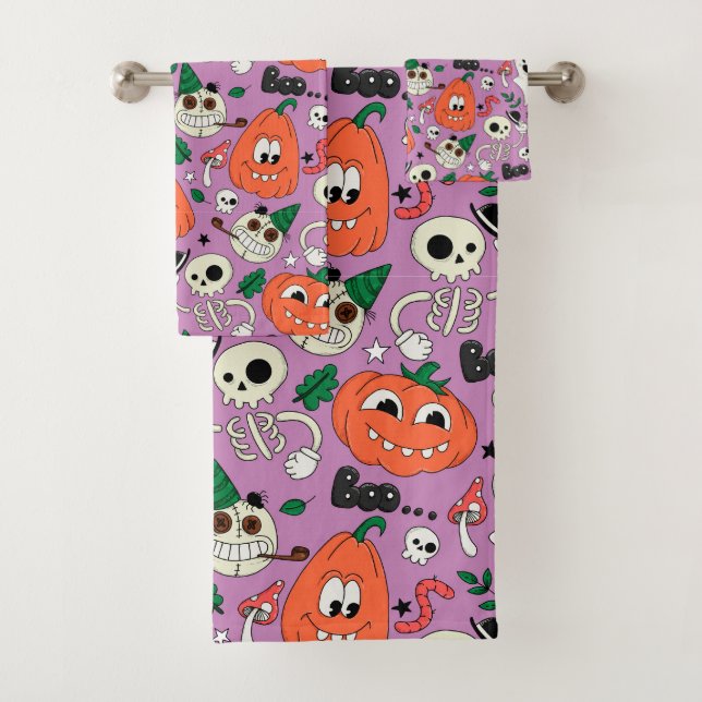 Halloween Theme Bath Towel Set (Insitu)