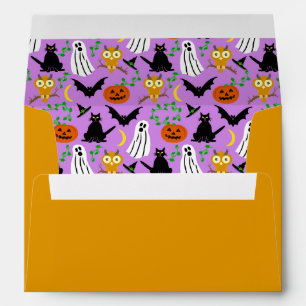 Halloween Theme Collage Toss Pattern Purple Envelopes