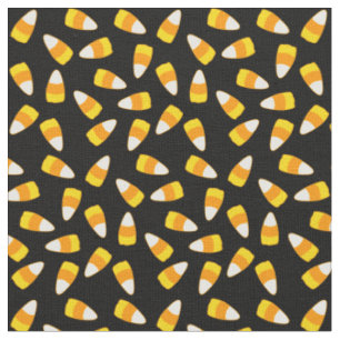 Halloween Theme Fabric Candy Corn Black Colored