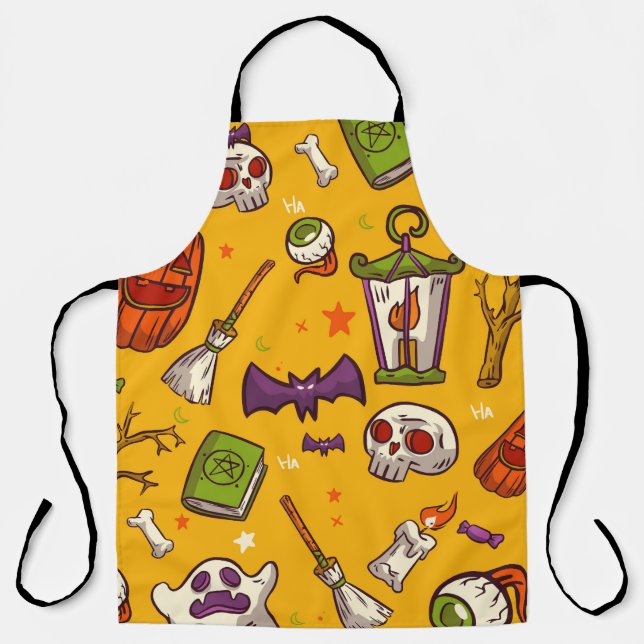 Halloween Theme: Flat Design Pattern. Apron (Front)