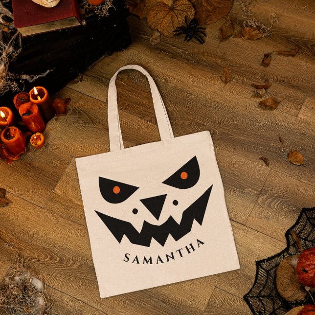 Halloween Theme Jack O Lantern Pumpkin Face Tote Bag (Creator Uploaded)