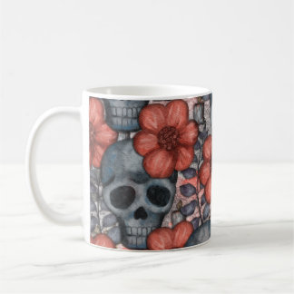 Halloween Theme Skeleton and Flower Coffee Mug
