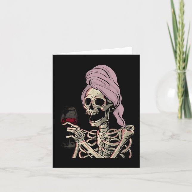 Halloween Theme Skeleton Wine Card (Front)