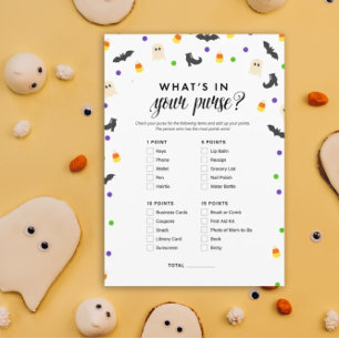 Halloween theme what's in your purse shower game program