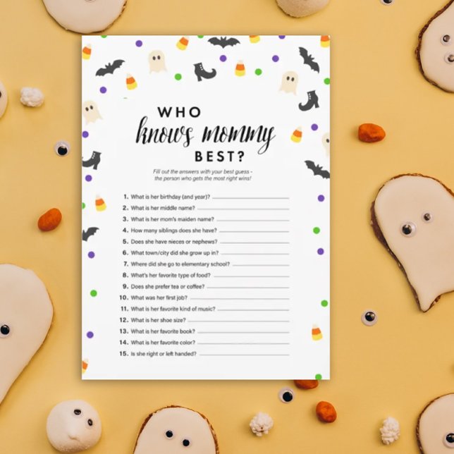 Halloween theme who knows mummy best shower game program (Who knows mommy best - Halloween theme baby shower game)
