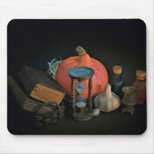 Halloween theme with vintage hourglass mouse pad