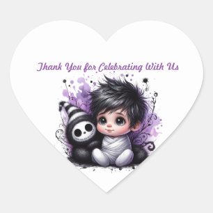 Halloween-themed Baby Shower – Purple Gothic Baby Heart Sticker