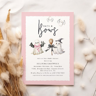 Halloween Themed Bats And Bows Baby Shower Party Invitation
