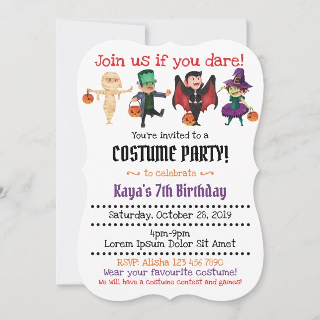 Halloween Themed Birthday Party Invitations (Front)
