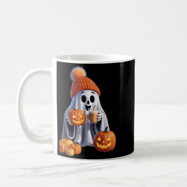 Halloween-Themed Featuring A Charming Spooky Ghost Coffee Mug (Left)