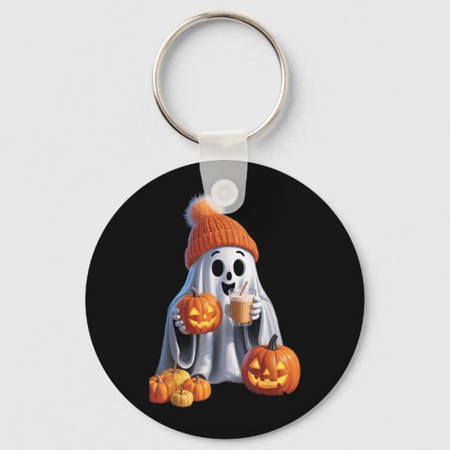 Halloween-Themed Featuring A Charming Spooky Ghost Key Ring (Front)