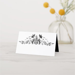 Halloween Themed Gothic Wedding Folded Place Card