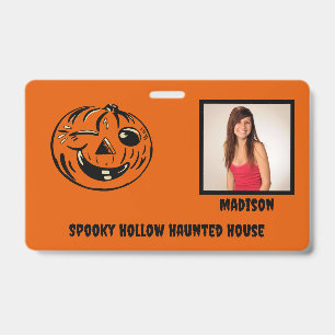 Halloween Themed Haunted House Photo  ID Badge