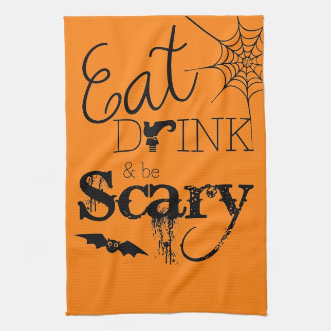 Halloween Themed Home Decor Tea Towel (Vertical)
