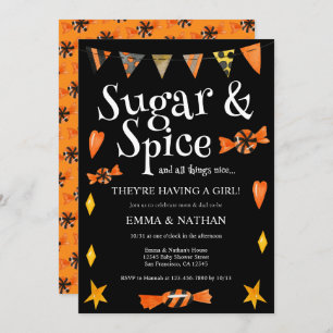 Halloween Themed It's a Girl Couple's Baby Shower Invitation