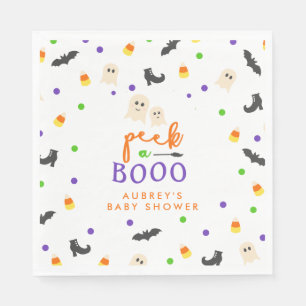 Halloween themed peek a boo baby shower napkin